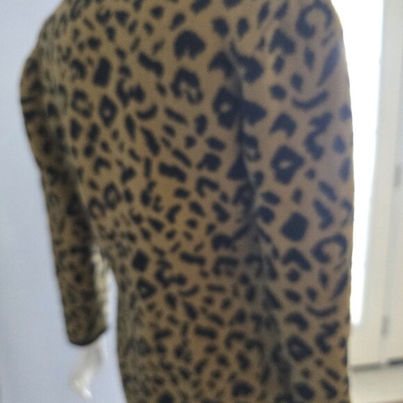 Leopard Print Shawl Collar Cardigan Wool Jacket - Picture 3 of 7